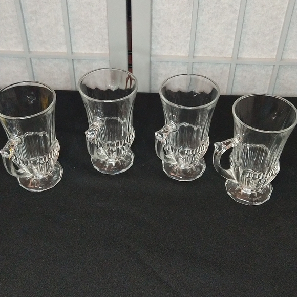 Other - Vintage Soga Japan Mugs Handled Cups Clear Pressed Glass Set Of 4